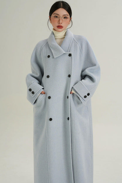 Elegant Blue Wool Coat