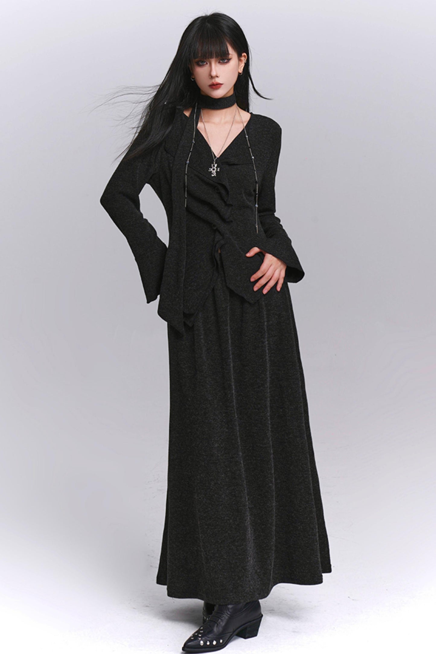 Chic Gray Two-Piece Suit Skirt Set-Up