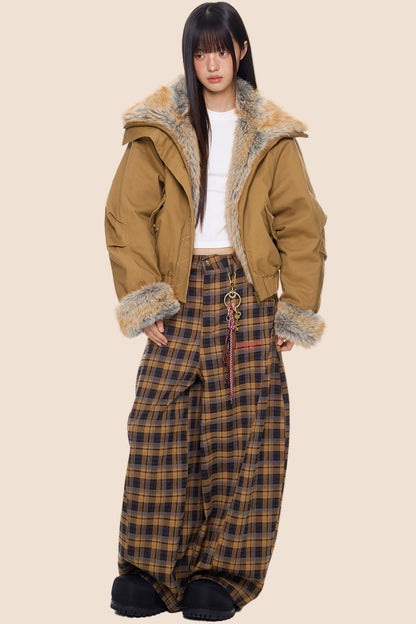 Furry Lapel Cotton Jacket