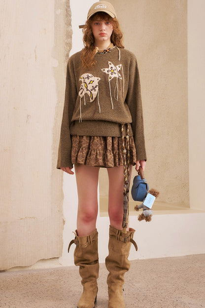 Star Fringe Long Sleeve Sweater