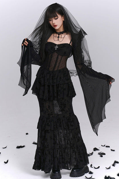 Gothic Black Mermaid Dress Set-Up