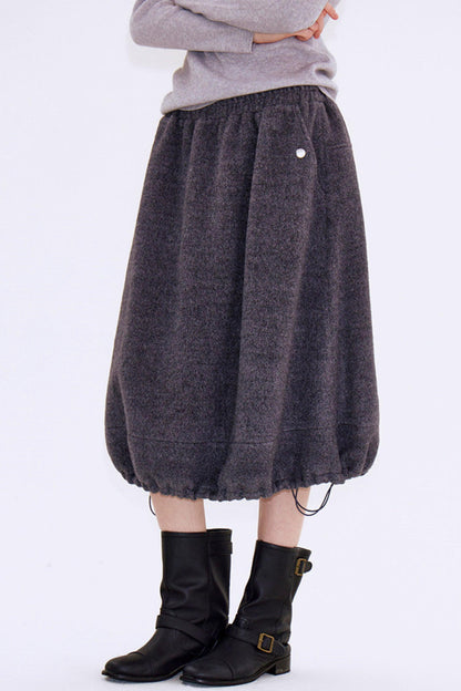 Gray Wool Drawstring Skirt