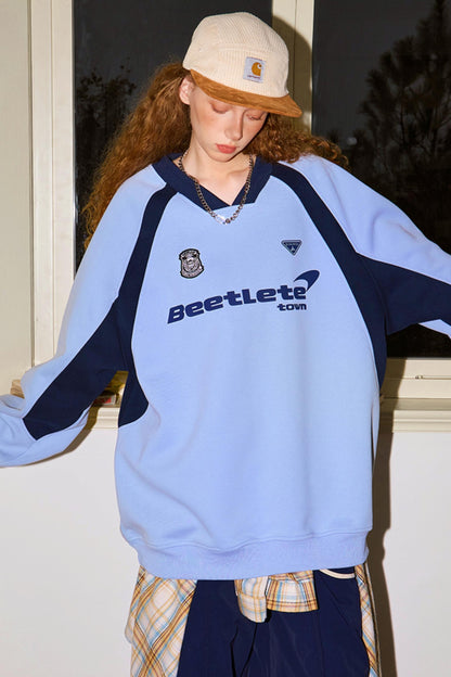 Retro V-Neck Color-Block Sweater