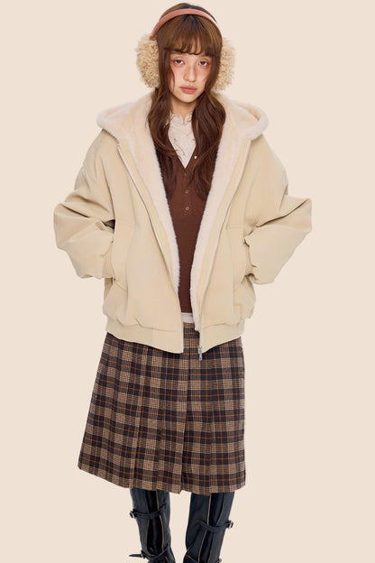 Mountain Carving Fur Collar Jacket