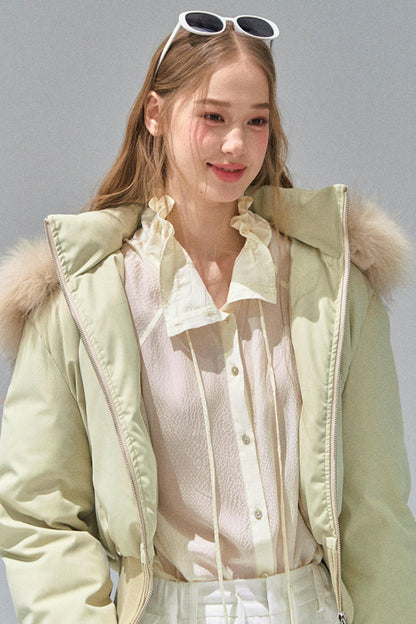 Big Fur Collar Waist Down Jacket