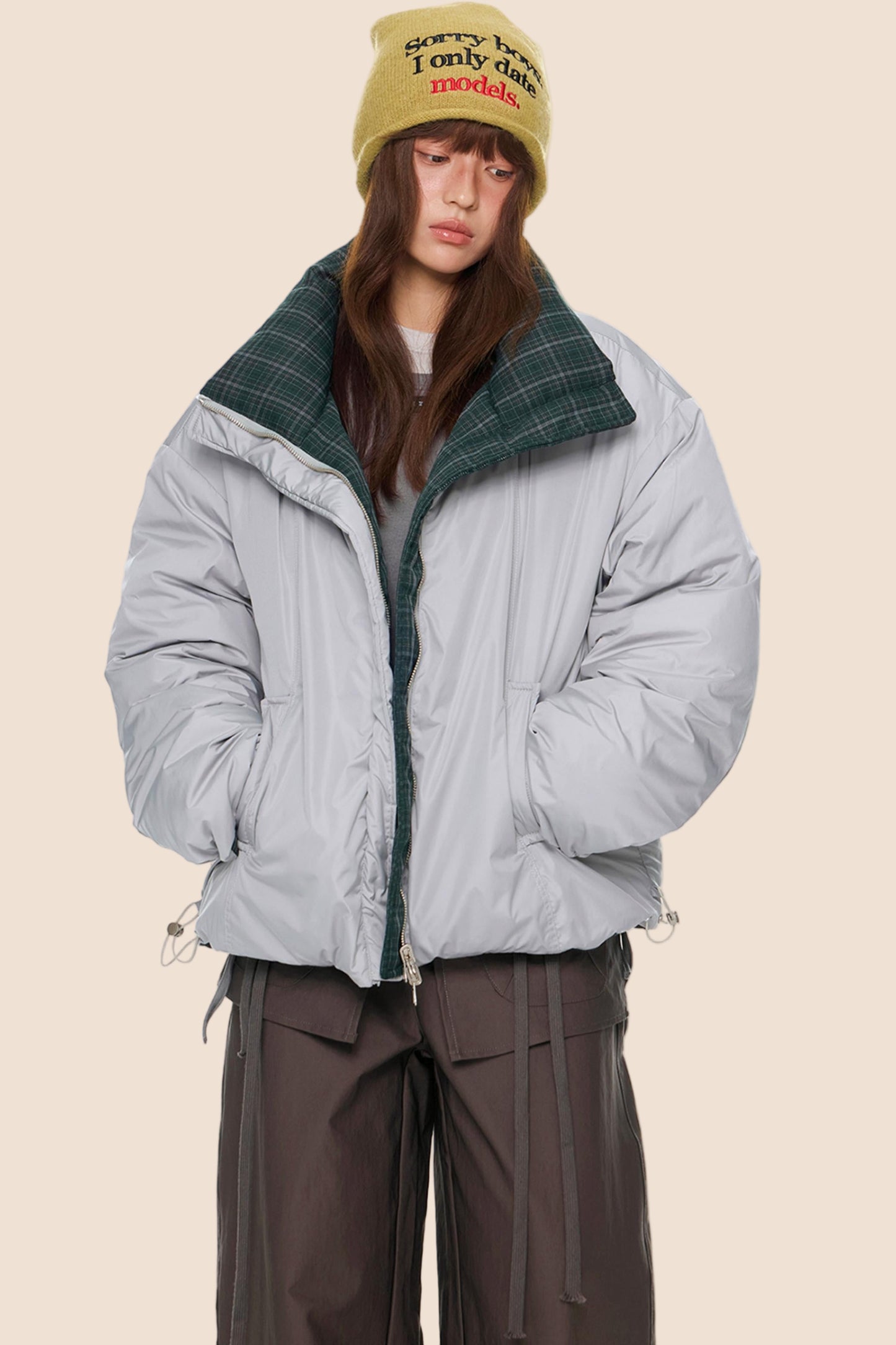 Reversible Plaid Down Jacket