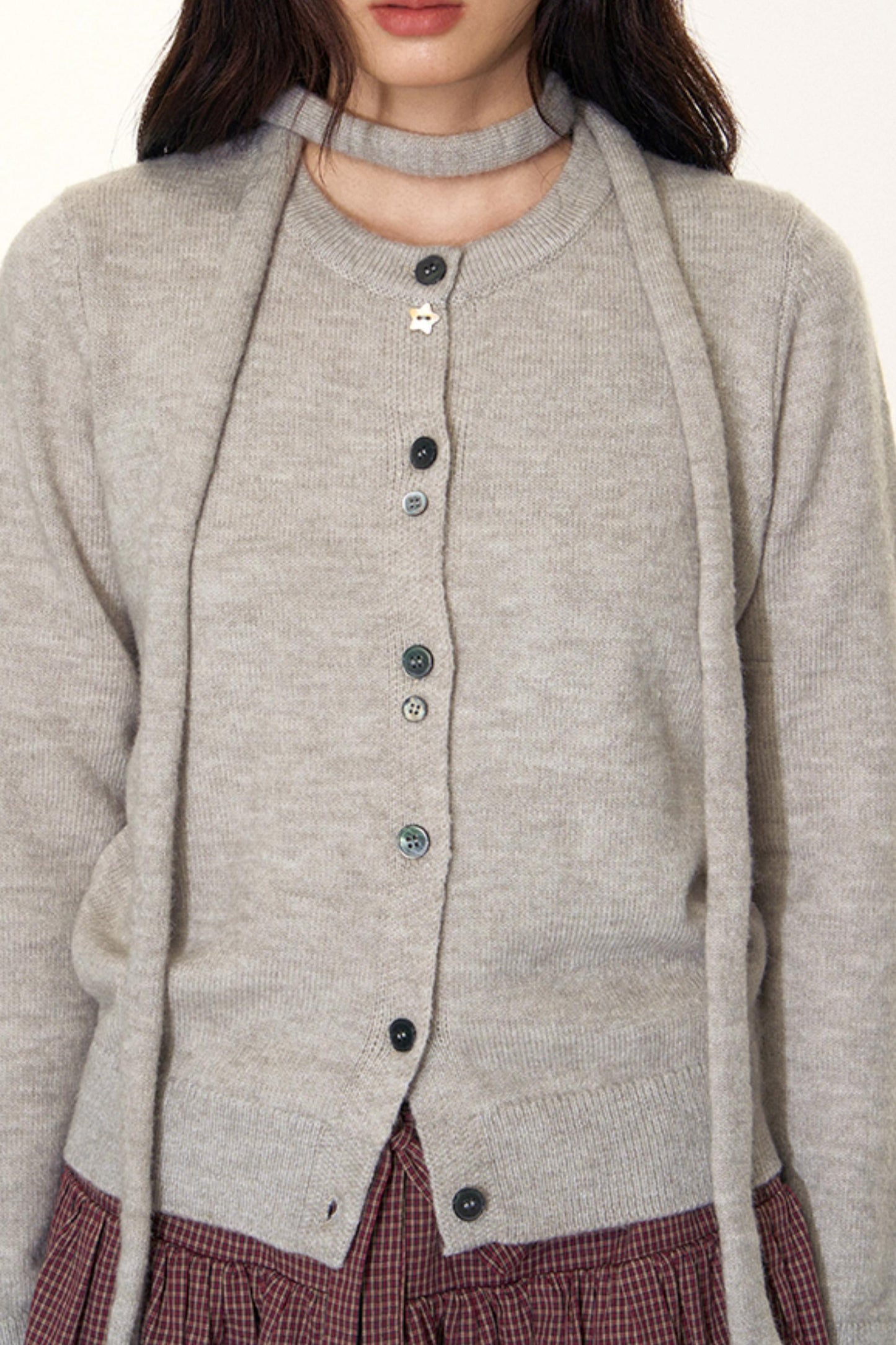 Original Lace-Up Crew Neck Cardigan Set-Up