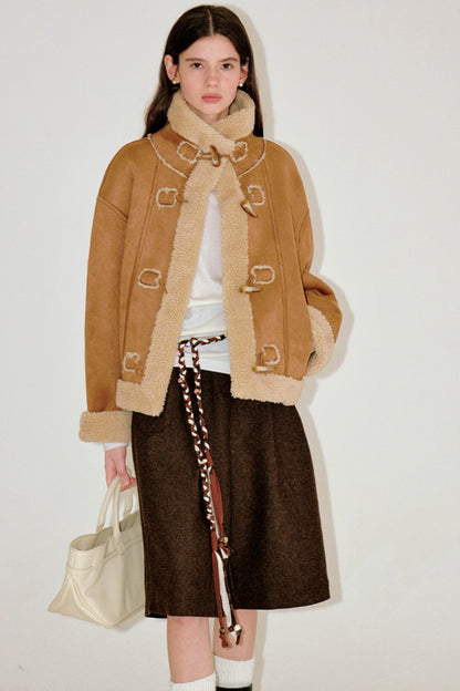 High-Neck Faux Fur Coat