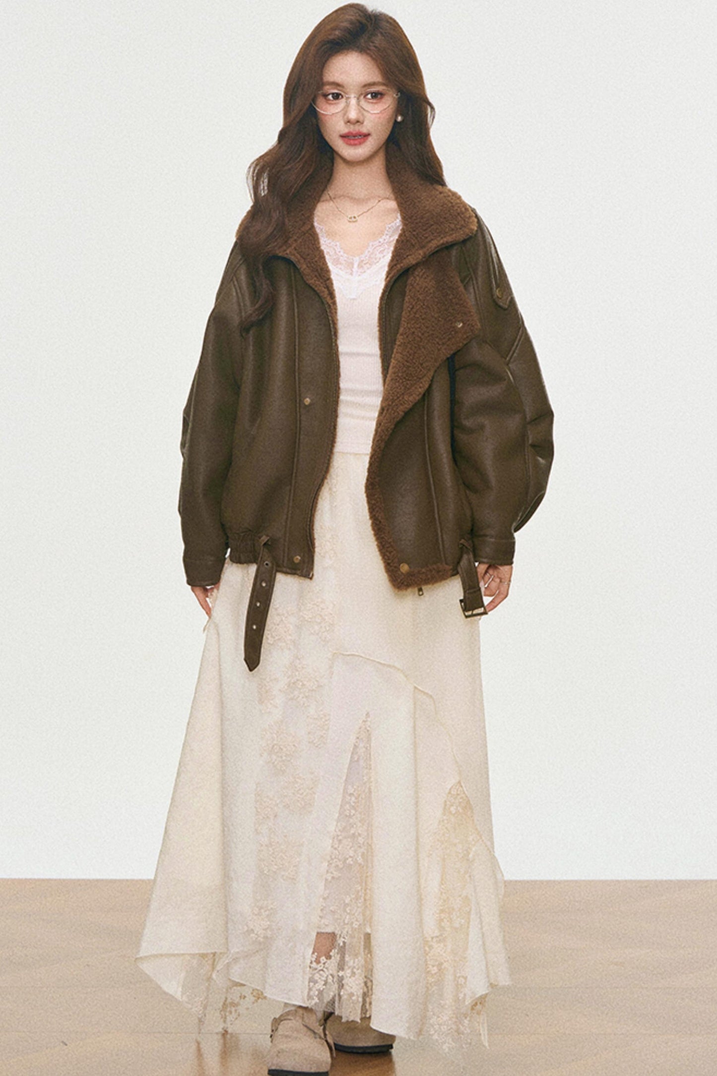 Leather And Fur Motorcycle Jacket Set-Up