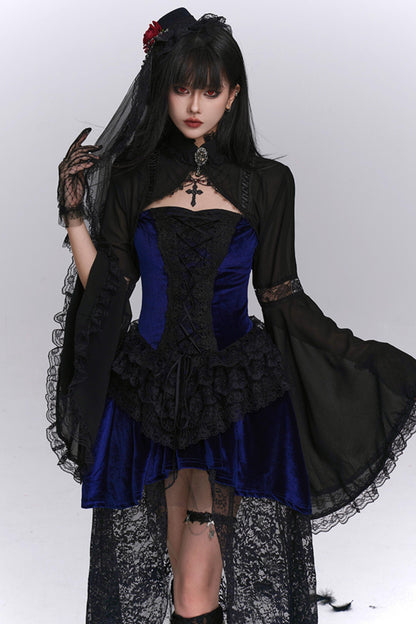 Stunning Blue Gothic Camisole Dress Set-Up