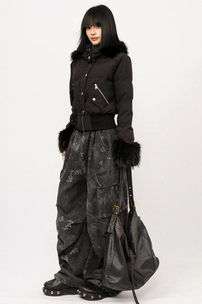 Black Hooded Fur Jacket