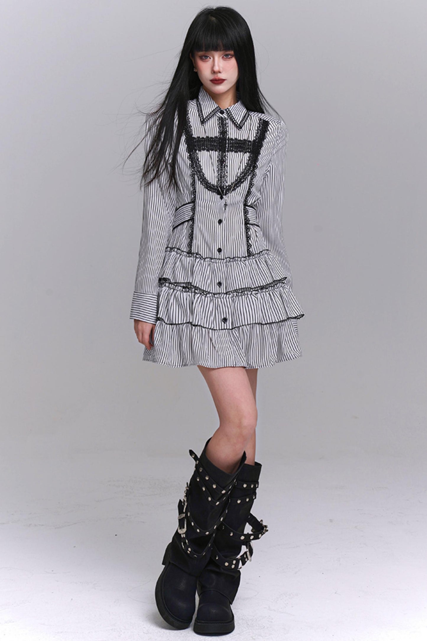 Subkultur Streifenhemdkleid 