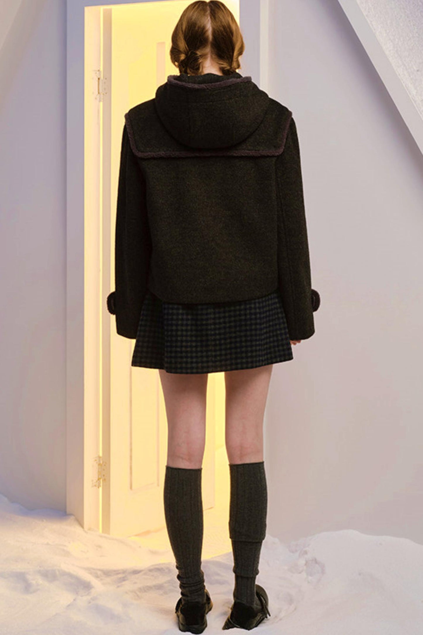 French Plaid Woolen Dress