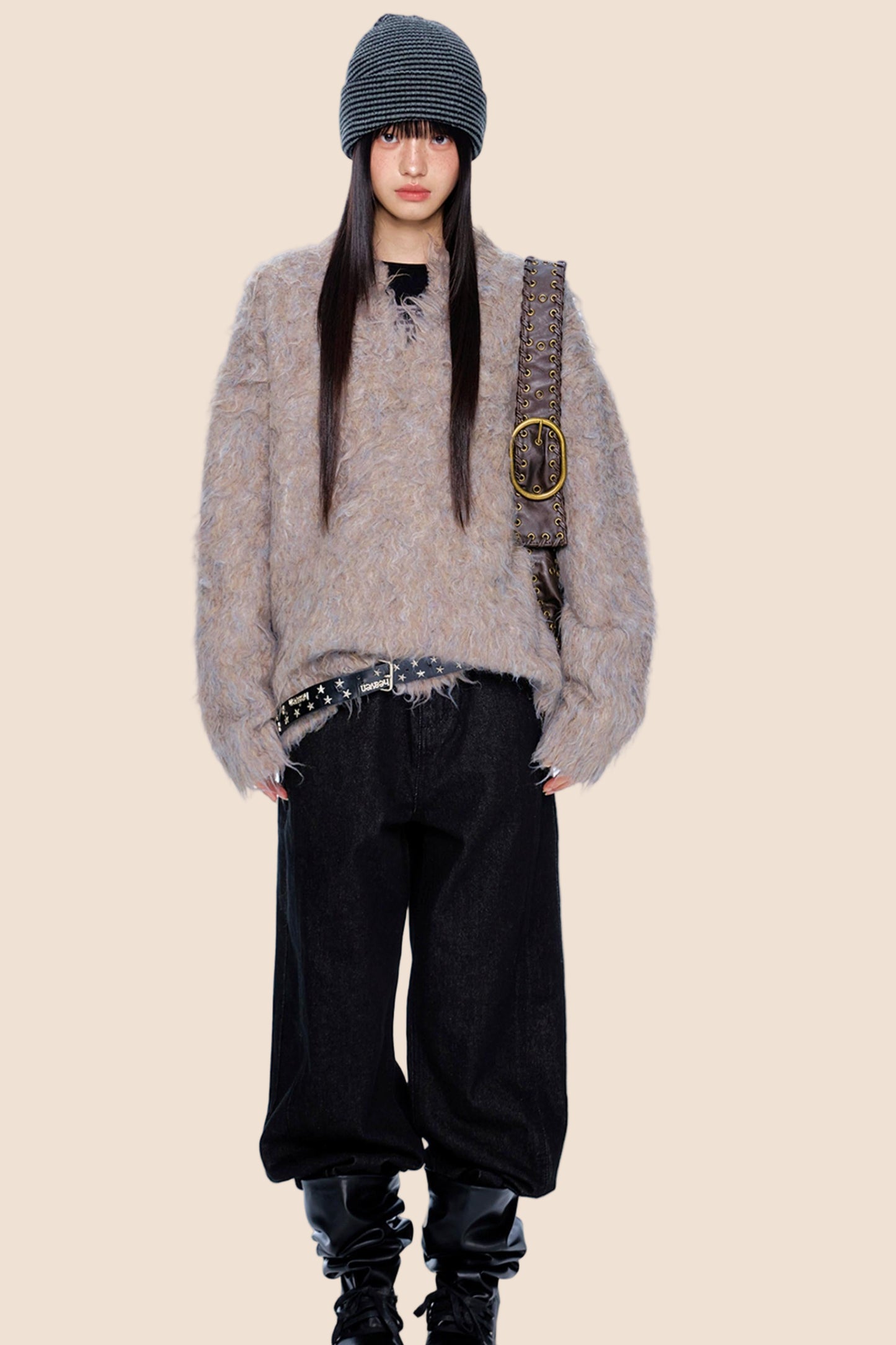 Imitation Mink Velvet V-Neck Sweater