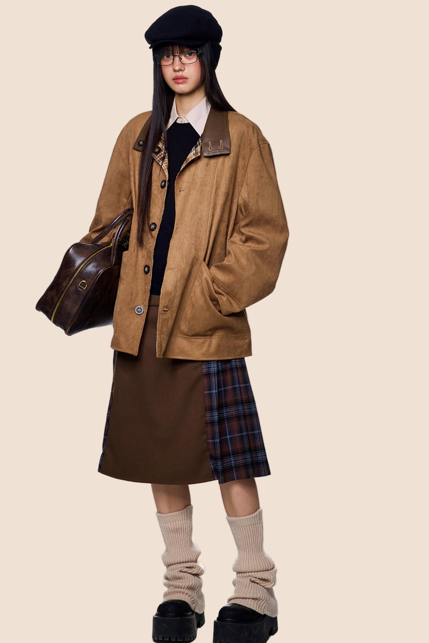 Vintage Suede Plaid Jacket