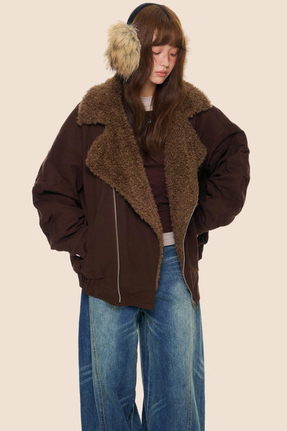 Diagonal Fleece Cotton Jacket