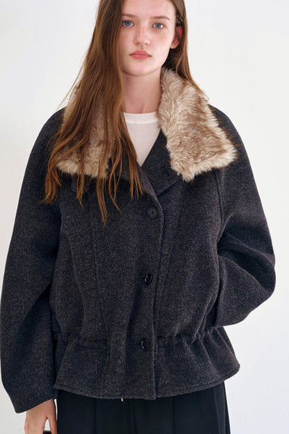 Sunset Wool Fur Collar Coat