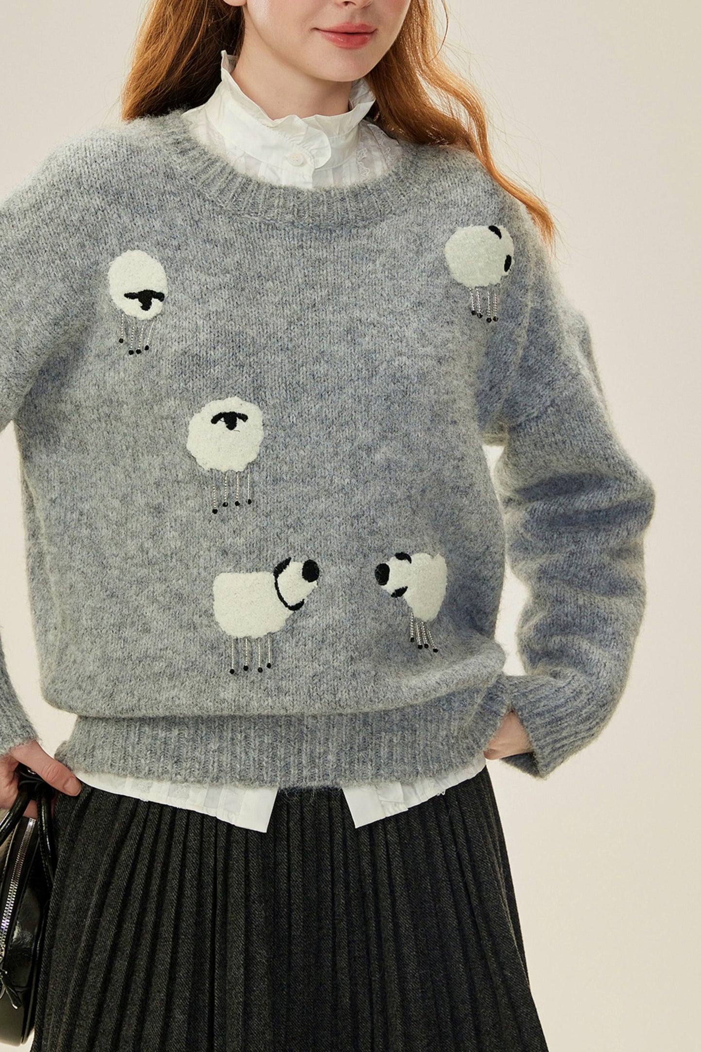 Wool Beaded Knit Sweater