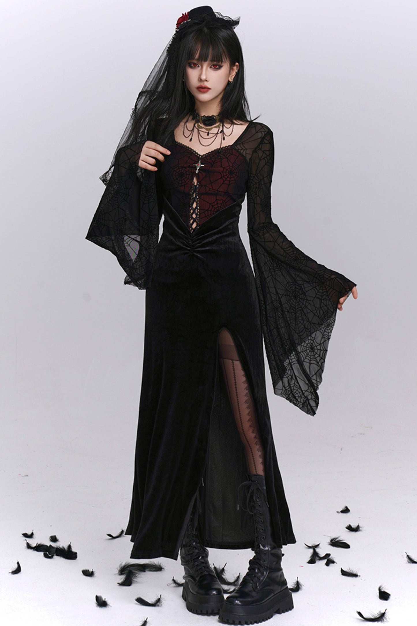 Sexy Gothic Flared Sleeve Dress