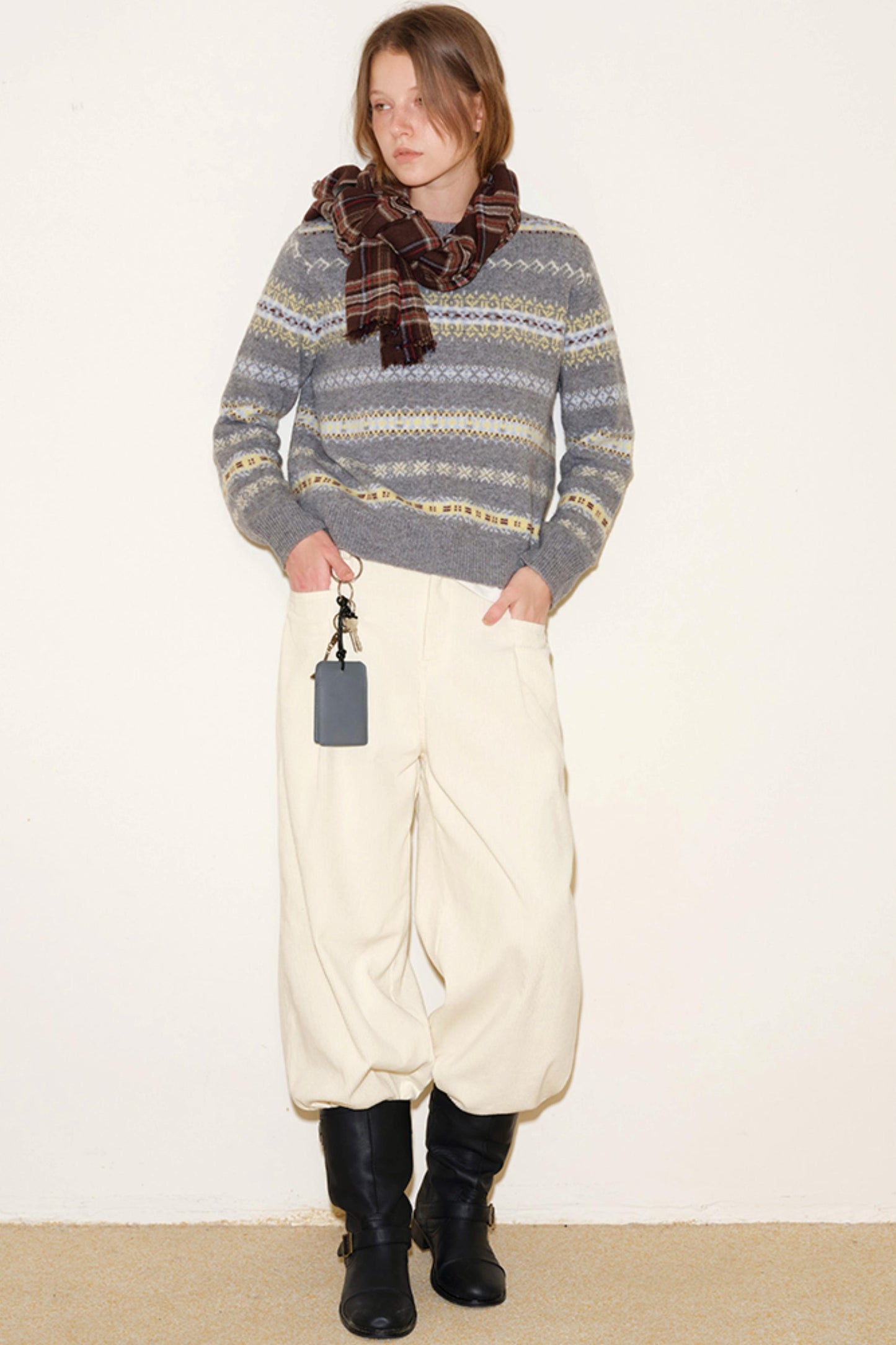 Color-Blocked Fair Isle Wool Sweater