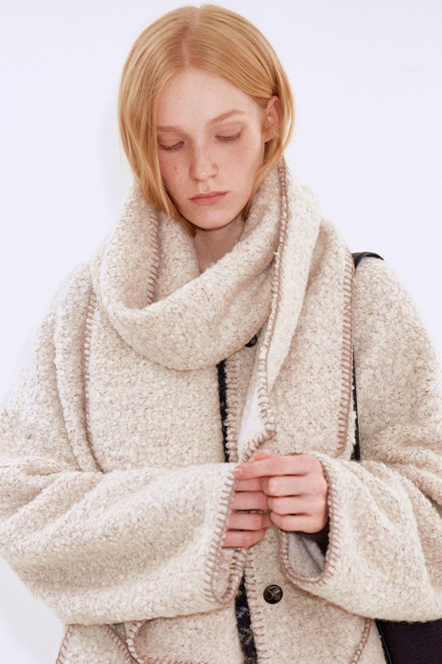 Soft Beige Woolen Coat Set