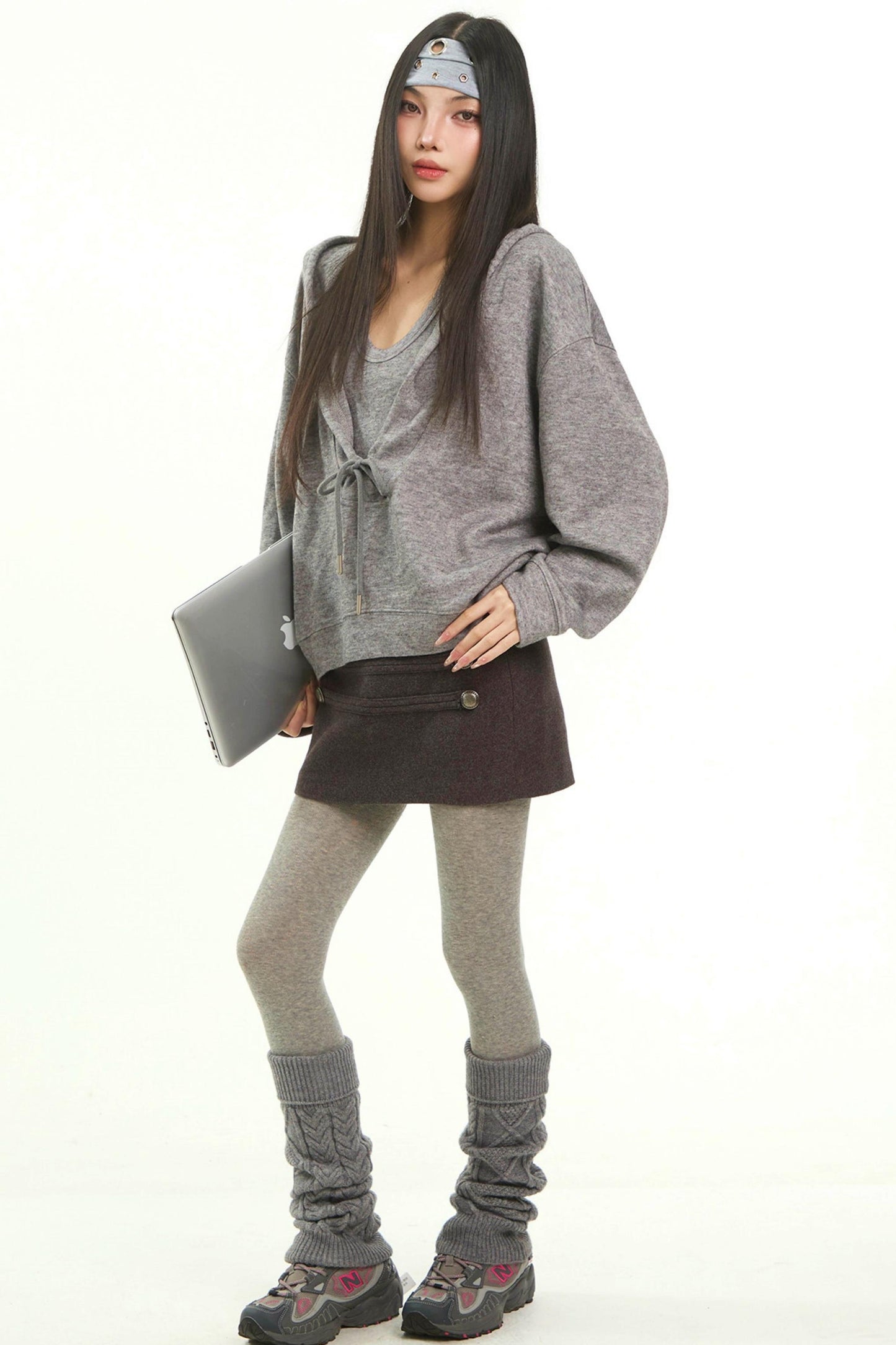 Korean Gray Hooded Sweatshirt