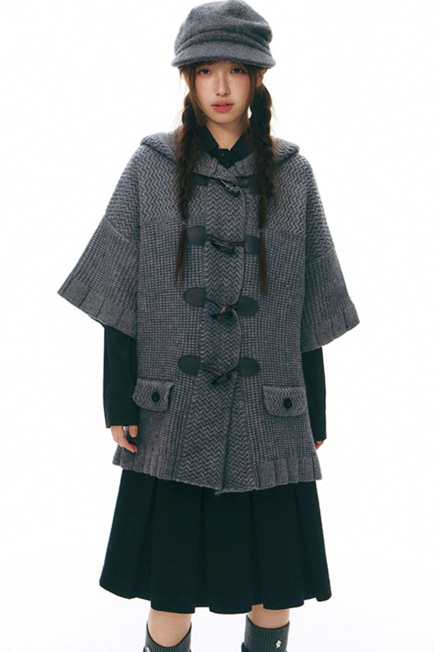 Vintage Horn Button Hooded Coat