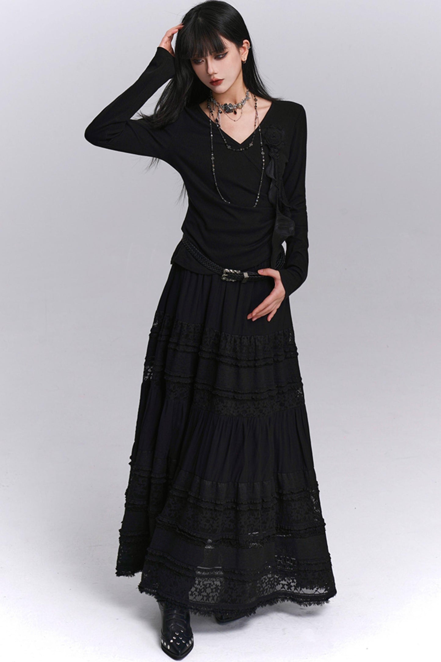 Gothic Style Lace Long Skirt