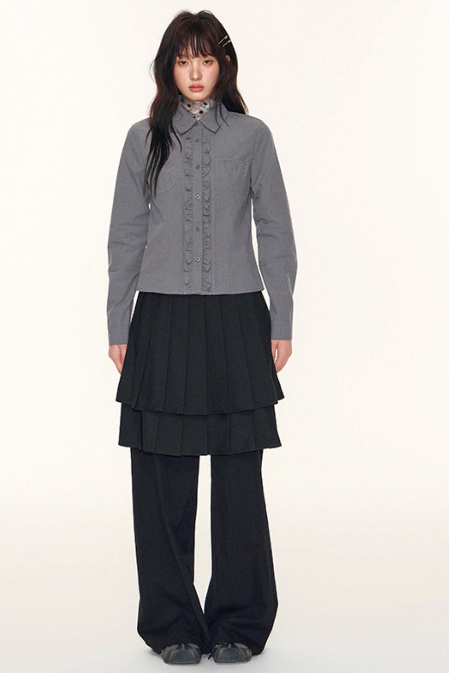 Double-Layer Pleated Skirt