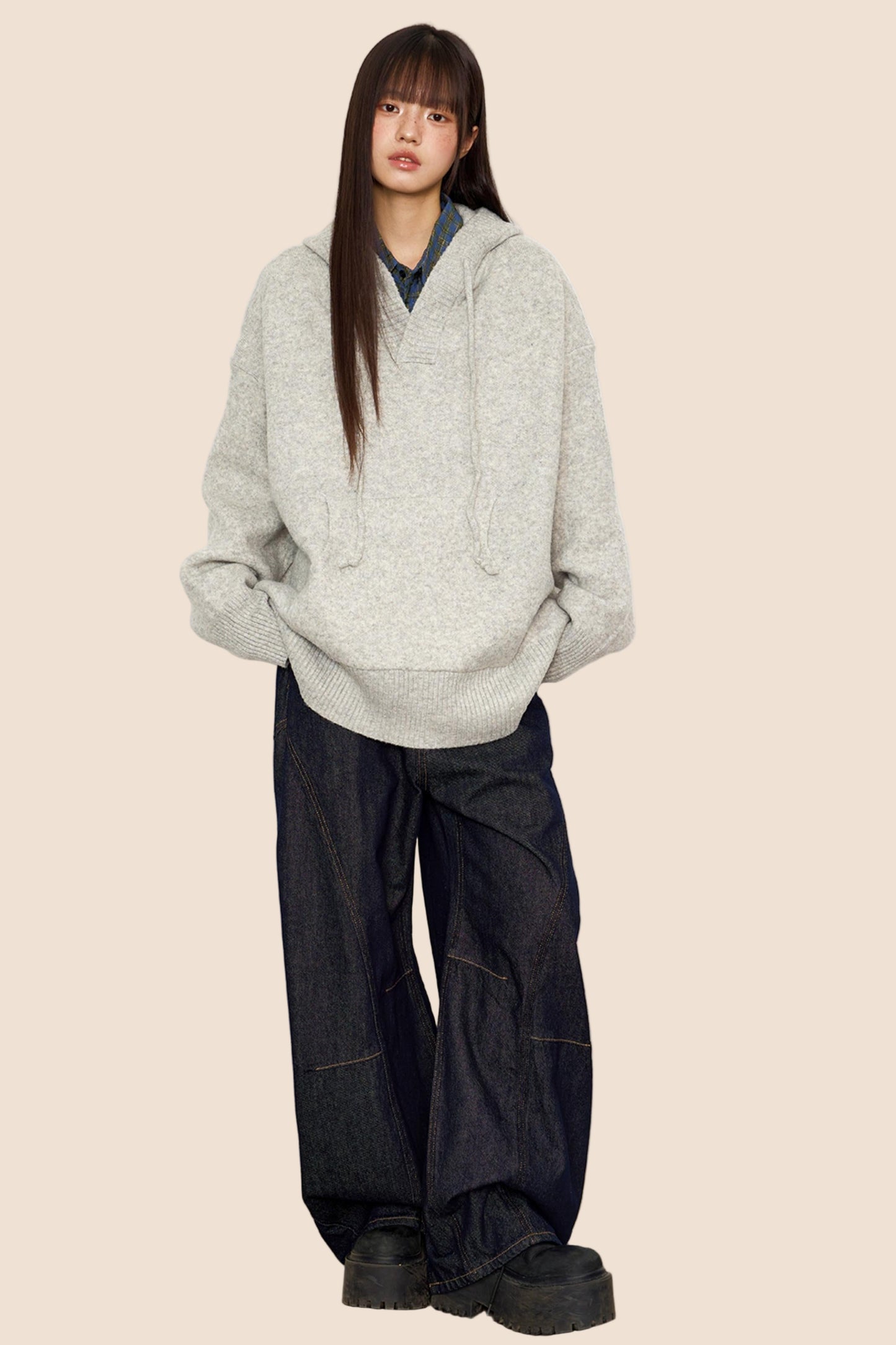 Lazy Vintage V-Neck Knit Sweater