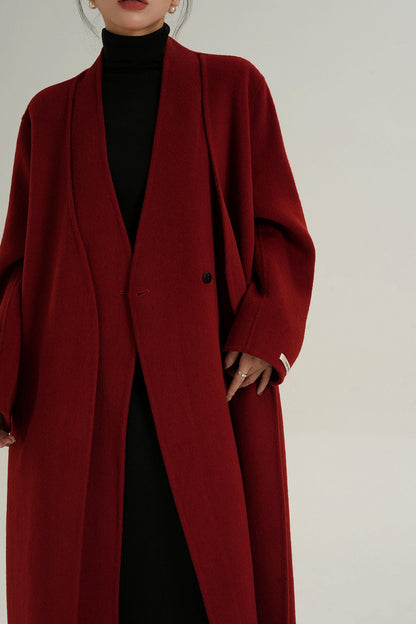 Sophisticated Red Wool Coat