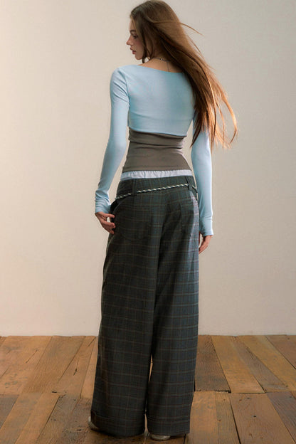 Plaid Wool-Blend Suit Pants