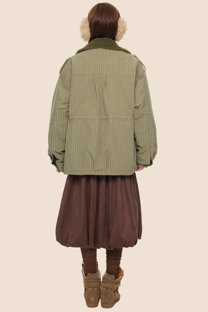 Furry Plaid Cotton Jacket