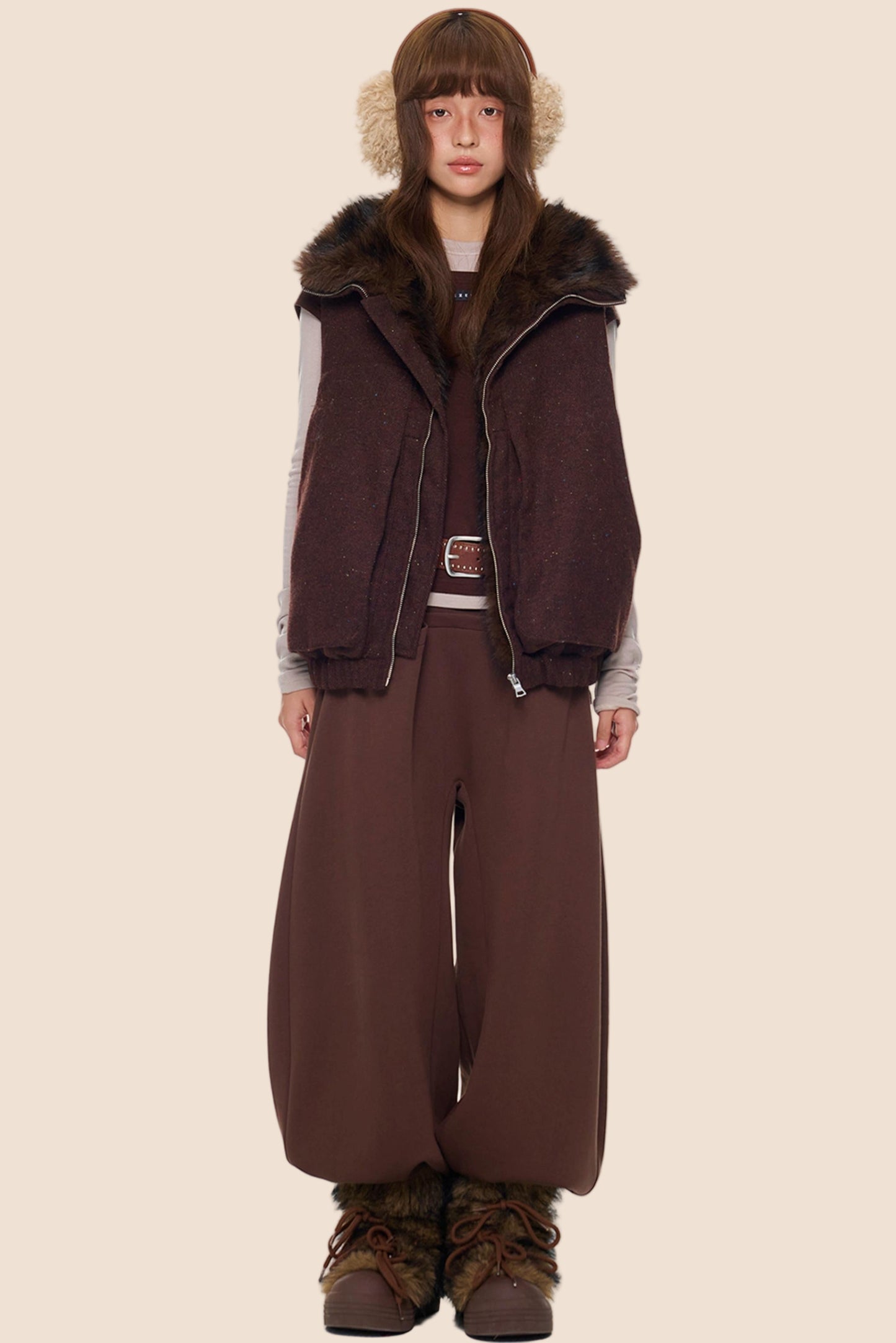 Furry Stand-Up Collar Vest