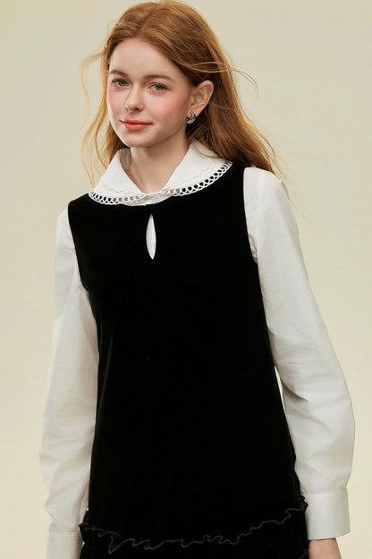 Velvet Lace A-Line Mini Dress