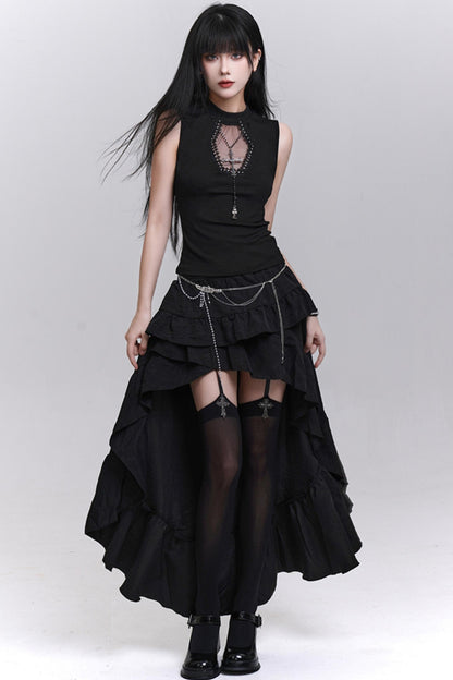 Ghostly Black Sleeveless Top