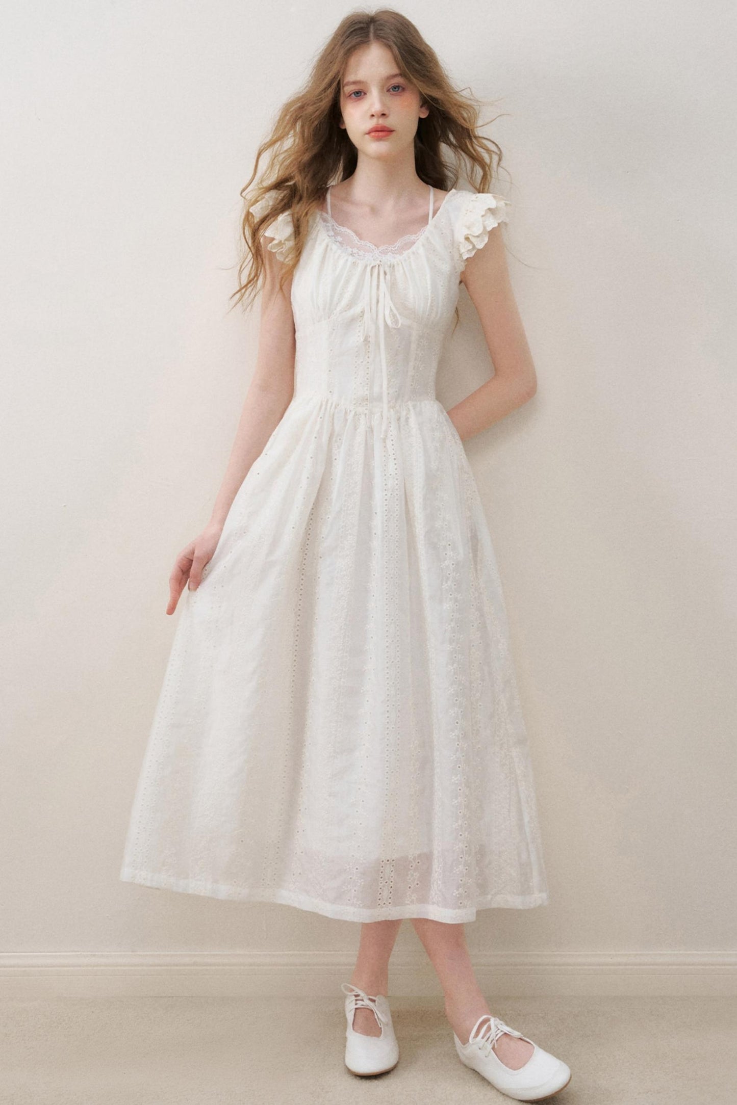 Flutter Lace Midi Dress