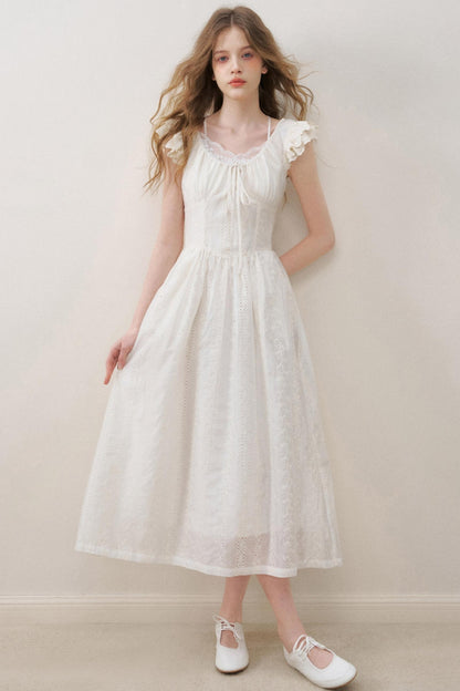 Flutter Lace Midi Dress