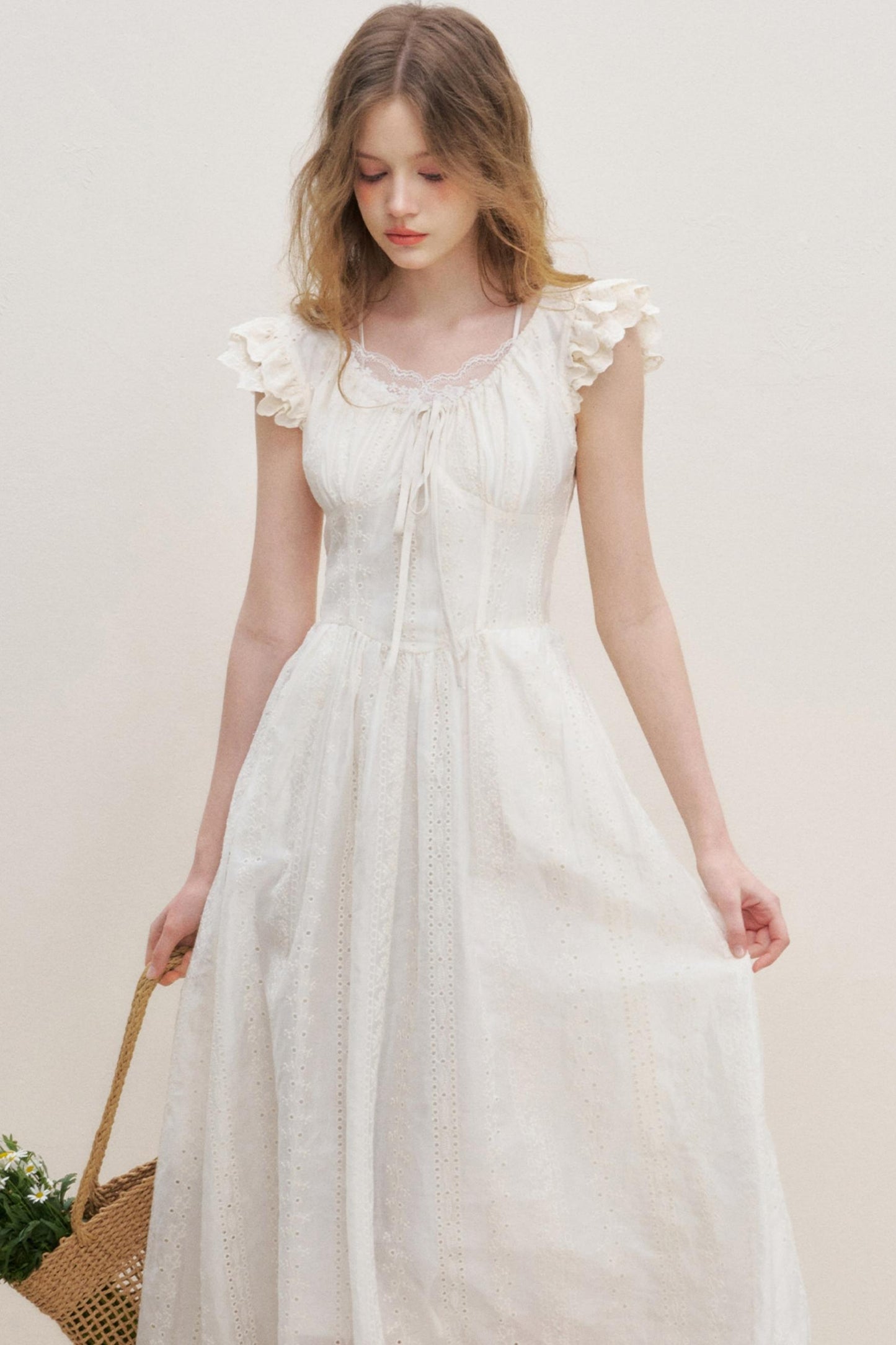 Flutter Lace Midi Dress