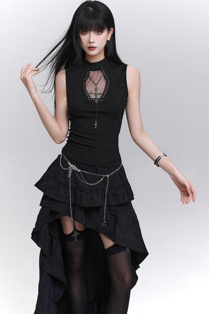 Ghostly Black Sleeveless Top