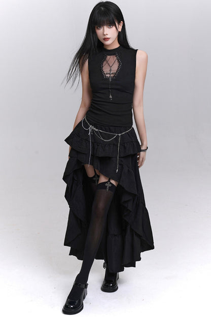 Ghostly Black Sleeveless Top