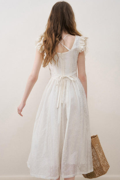 Flutter Lace Midi Dress