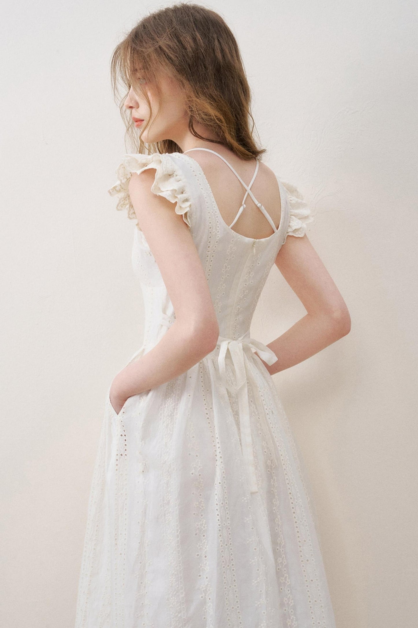 Flutter Lace Midi Dress