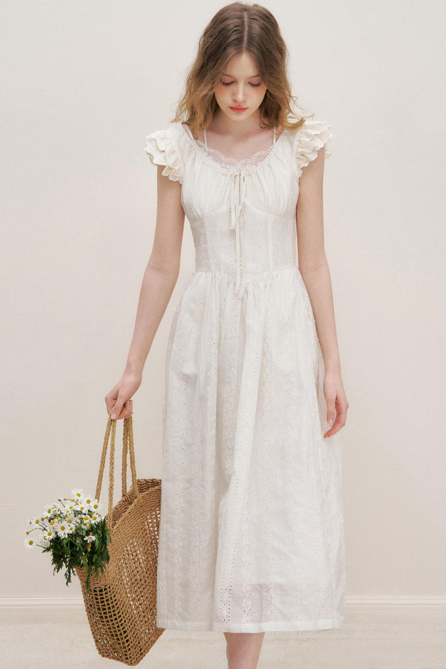 Flutter Lace Midi Dress