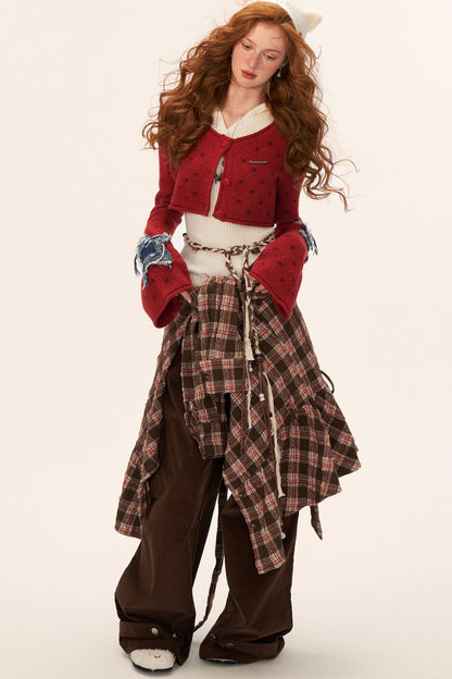 Star Patch Cropped Sweater Jacket