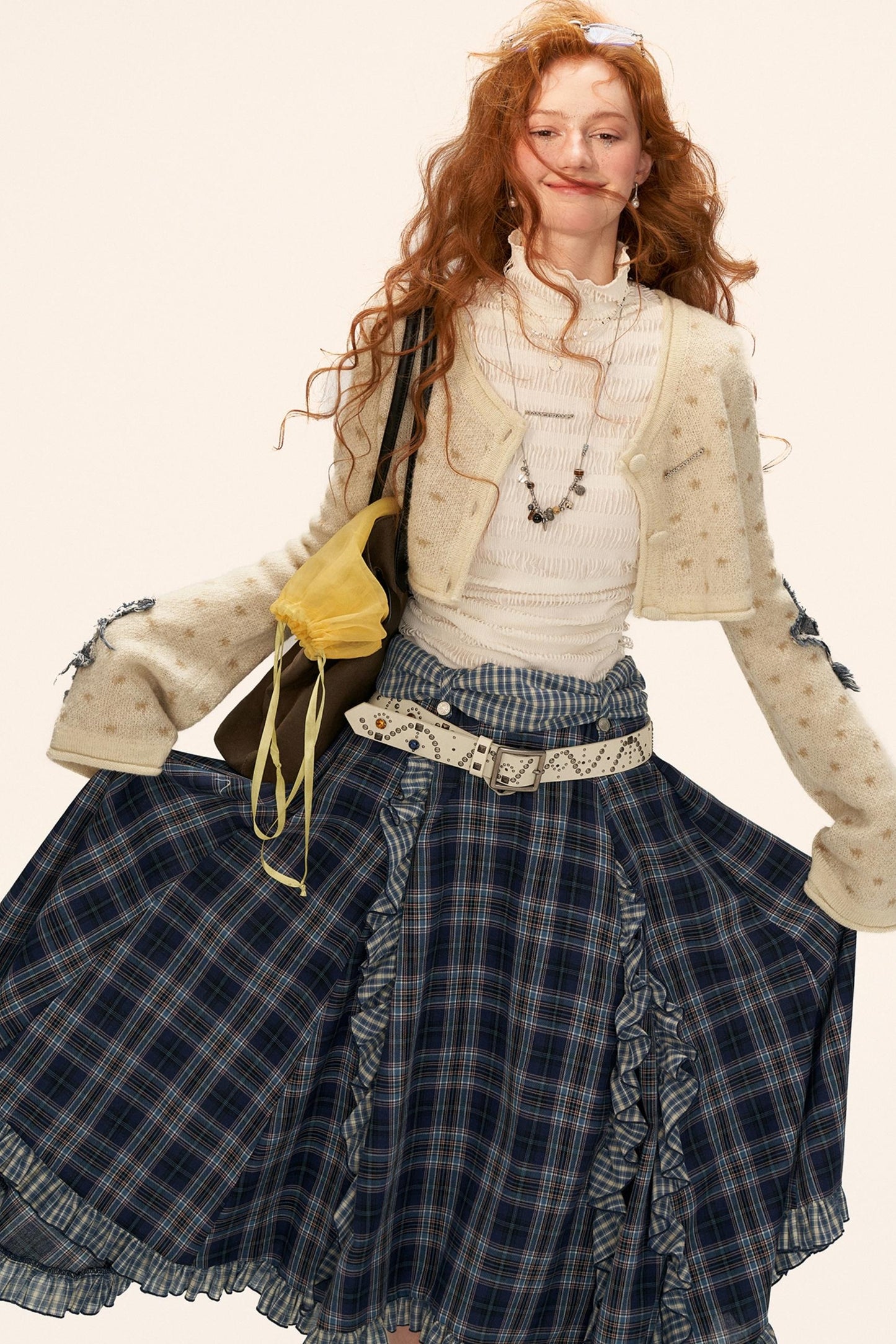 Star Patch Cropped Sweater Jacket