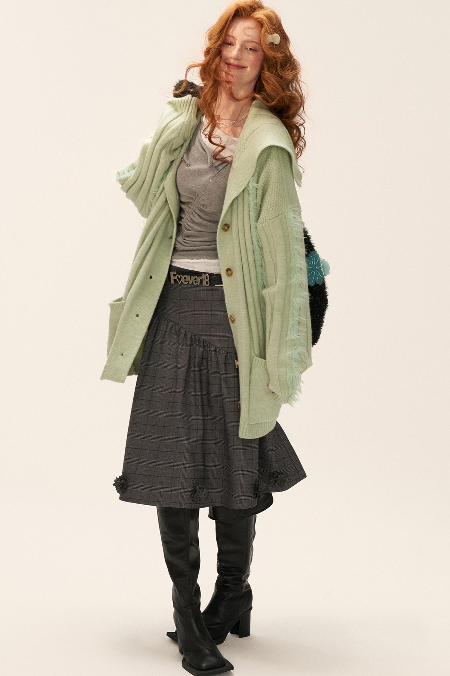 Lapel Knitted Loose Sweater Jacket