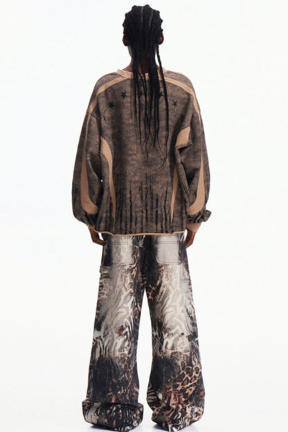 Camouflage Patchwork Half-Zip Top