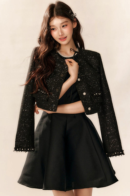 Elegant Hepburn Retro Waist Dress Set-Up