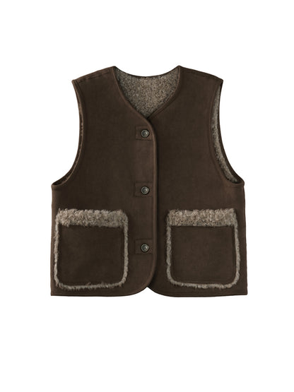 Warm Shearling Suede Vest